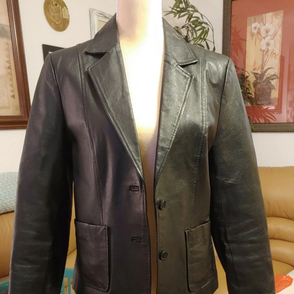 John Paul Richard Uniform Leather Jacket Womens Size 10  Black